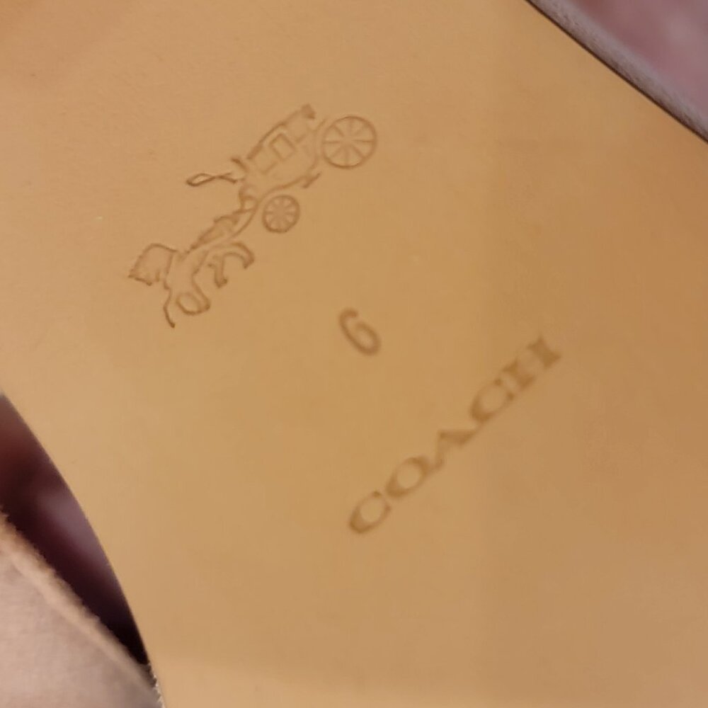 COACH Serena C-Buckle Suede Platform Sandals G4902 Beechwood Tan - Picture 15 of 16